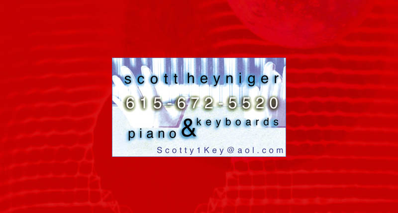 business card for local keyboardist, Scott Heyniger