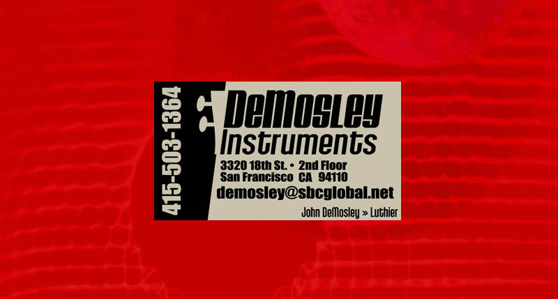 business card for luthier John DeMosley