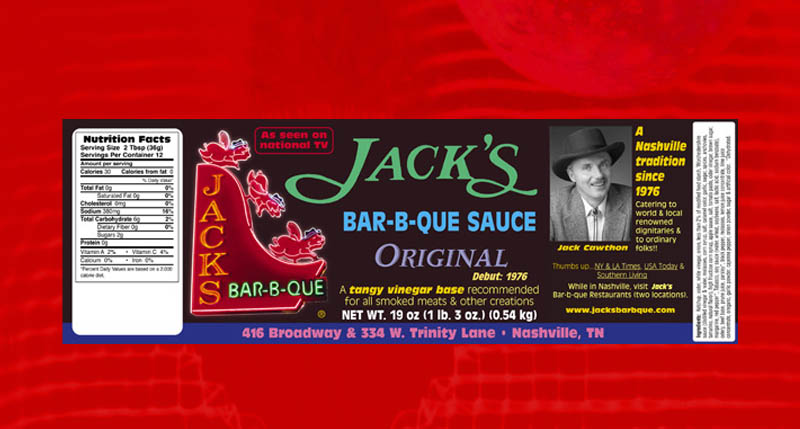 Jack's Original BBQ sauce label